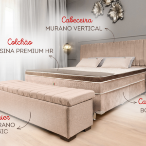 Colchão Messina + Box + Cab Vertical + Recamier Baú