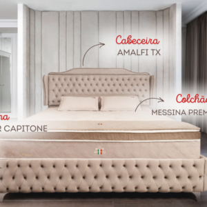 Colchão Messina HR + Cama Sommier Capitone + Cabeceira Amalfi Tx