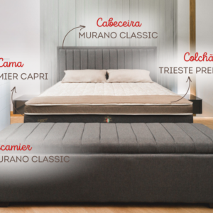 Colchão Trieste Gel + Cama + Cab e Recamier Murano Classic